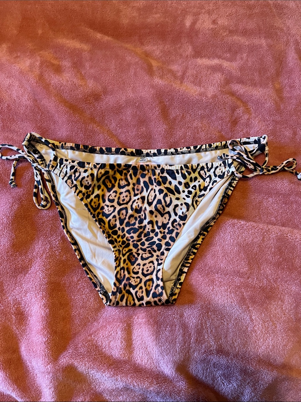 Victoria’s Secret Leopard Print Tie-Side Bikini Bottom - Beige & Black